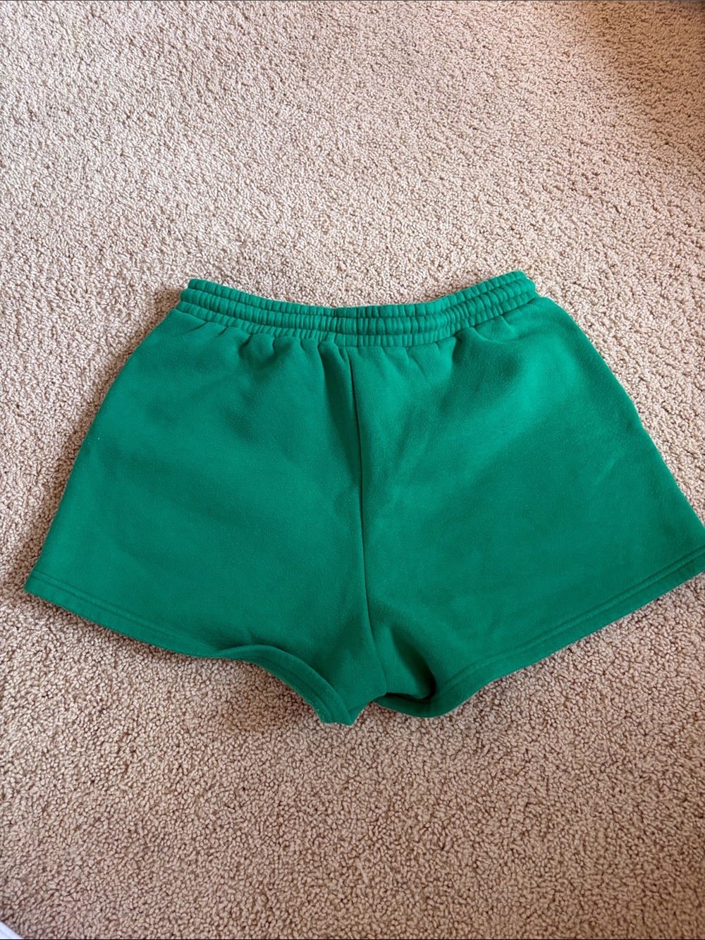 White Fox Boutique Green Athletic Fleece Shorts - Picture 2 of 3
